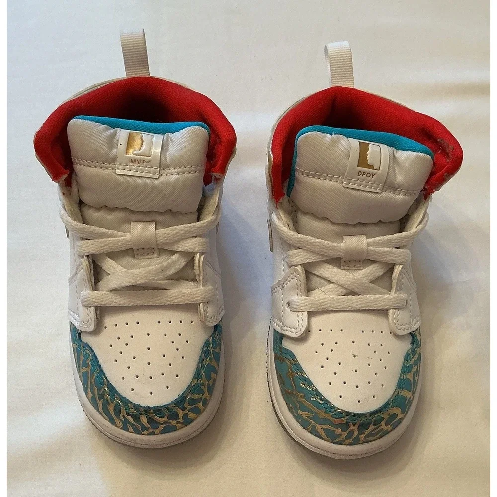 Jordan Air Jordan 1 Mid Top Toddler Sneaker Leather Colorblock White/Gold Sz  8C